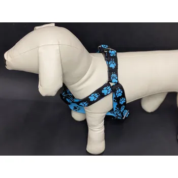 Postroj pro psa Palkar motýlek postroj pro psy 50 cm - 66 cm vel. 3 černo-světle-modrá s tlapkami (Palkar motýlek postroj pro psy 50 cm - 66 cm vel. 3 černo-světle-modrá s tlapkami)