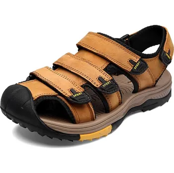 Dámská obuv Pánské outdroorové sandály páskové kožené boty na léto Barva: Žlutá, Velikost: 45