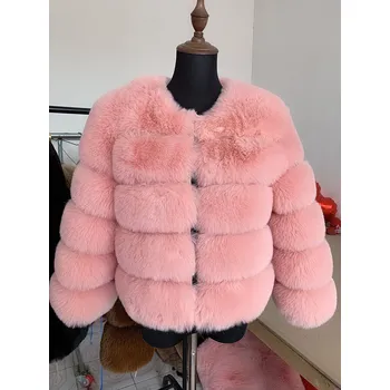 Dámský kabát Trendy a vysoce moderní dámský zimní krátký kožíšek s "prošíváním" (rukávy délky 50 cm, 1-9) Barva: Růžová, Velikost: XL