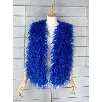 Chlupatá vesta dámský kožich Barva: Modrá, Velikost: S