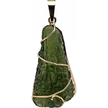 Přívěsek Zlatý přívěsek s nebroušeným vltavínem 3 cm x 1,6 cm