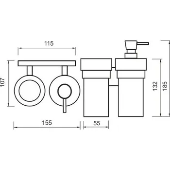 Dávkovač mýdla Držák dávkovače a sklenky