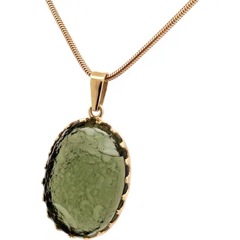 Přívěsek Zlatý přívěs s vltavínem 2,6 cm x 2 cm