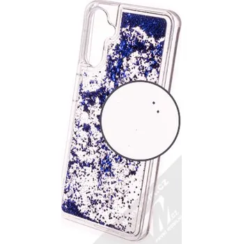 Pouzdro na mobilní telefon 1Mcz Liquid Hexagon Sparkle ochranný kryt s přesýpacím efektem třpytek pro Samsung Galaxy A04s, Galaxy A13 5G modrá (blue)