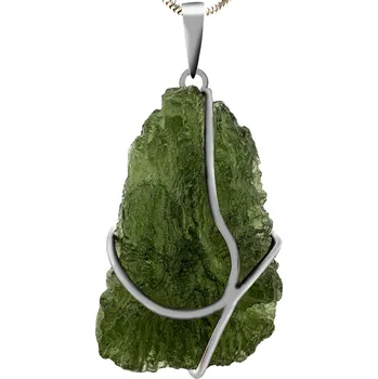 Přívěsek Stříbrný přívěsek s neopracovaným vltavínem 3,7 cm x 2,5 cm