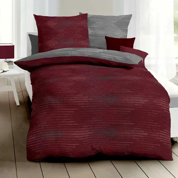 Povlečení Kaeppel | Povlečení flanel Ikat rubín, 140x220, 70x90
