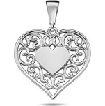 Lillian Vassago Přívěsek zdobené srdce v bílém zlatě LLV98-GP077W