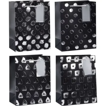 Dárková taška Anděl Taška dárková černá se stříbrnou ražbou M 18 x 23 x 10 cm 12533