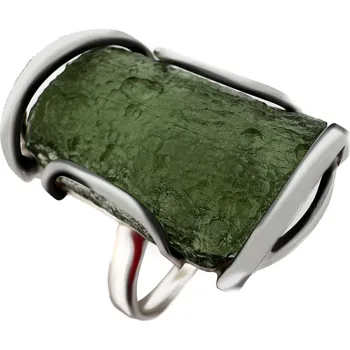 Prsten Stříbrný prsten s neopracovaným vltavínem 2,2 cm x 1,4 cm