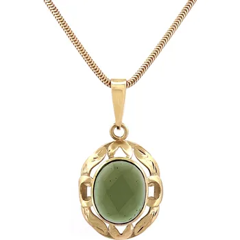 Přívěsek Zlatý přívěšek s broušeným vltavínem 1,3 cm x 1 cm