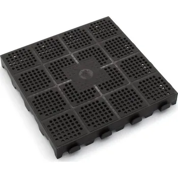 Venkovní dlažba Hnědá plastová děrovaná terasová dlažba Linea Combi - 39 x 39 x 4,8 cm