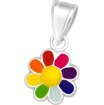 Přívěsek Dětský stříbrný přívěsek - pestrobarevná kytička