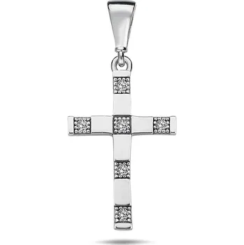 Přívěsek Lillian Vassago Přívěsek křížek se zirkony, bílé zlato LLV98-GP084W