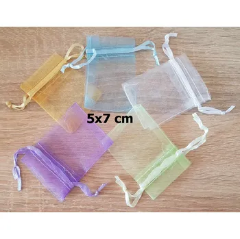 Dárková taška Organzové sáčky 5 x 7 cm , Barva zlatá