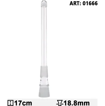 Skleněný Chillum - difuzér Boost, průměr 18.8mm, délka 17cm (Tento skleněný difuzér - Chillum je nezbytnou součástí vašeho bongu, protože se používá k rozptýlení kouře do trubice, kde je filtrován vodou, než se dostane k vašim ústům.)
