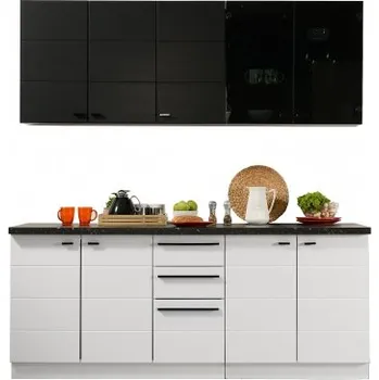 Kuchyňská linka Kuchyňská linka bez osvětlení 200 Birch-bílá/černá - s pracovní deskou