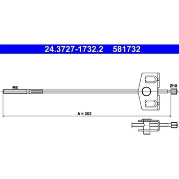 Lanko parkovací brzdy Tažné lanko, parkovací brzda ATE 24.3727-1732.2