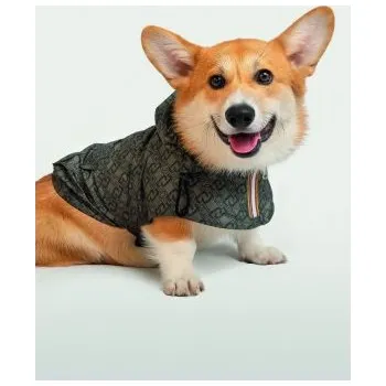 Obleček pro psa LIU JO Bunda nepromokavá pro psy oboustranná K-WAY s kapucí modrá/tmavě zelená military LJ vel. S/M