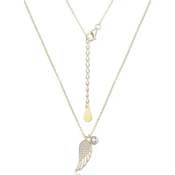 Náhrdelník Dámský stříbrný pozlacený náhrdelník andělské křídlo se zirkonem STNAH148F