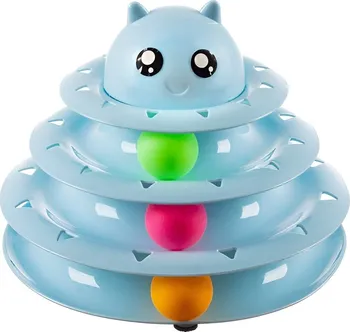 Hračka pro kočku Purlov 21837 interaktivní věž s míčky modrá