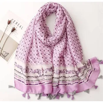 Šála Bavlněný šátek/šála růžovo-fialová 90x 180 cm, WHITE ORCHID