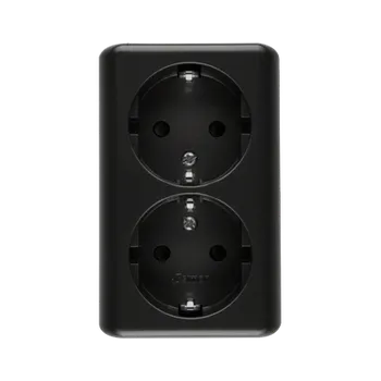 Elektrická zásuvka SIMON EGSZ2SNZ/49 Zásuvka dvojnásobná typu Schuko na omítku s clonkami, skandinávská verze 16 A, 250