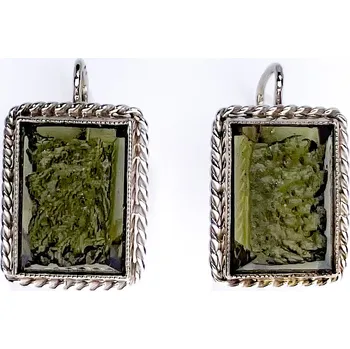 Náušnice Stříbrné náušnice s vltavíny 1,5cm. x 1,0cm