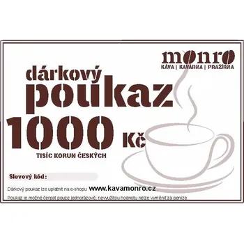Káva Dárkový poukaz na nákup čerstvě pražené kávy 1000Kč