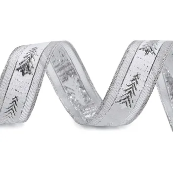 Vánoční stuha s lurexem šíře 25 mm, barva bílá stříbrná