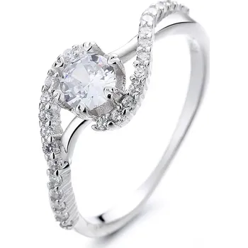 Prsten Stříbrný prsten zvlněný s kamínkem SARA Velikost:8 (EU: 57-58) Ag/; ≤1,98 g 10046_8