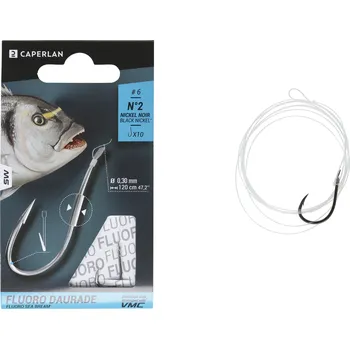 Rybářský háček CAPERLAN Háček s lopatkou na mořský rybolov SN Fluoro Daurade 1/0 ŠEDÁ