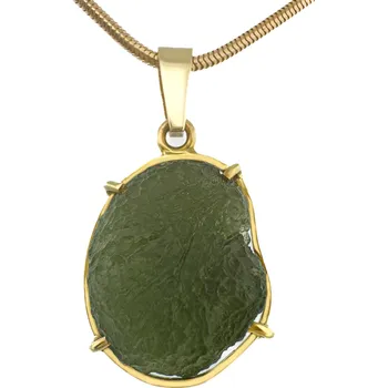 Přívěsek Zlatý přívěs s neopracovaným vltavínem 22mm x 13mm