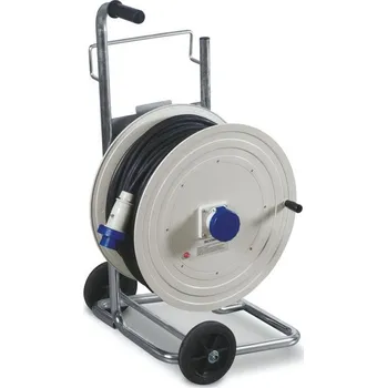 elektrický kabel SCAME Přívod prodlužovací 50m, 3 zásuvky, s bubnem, černá 749.211-50M