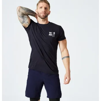 DOMYOS Pánské fitness tričko Slim S ČERNÁ