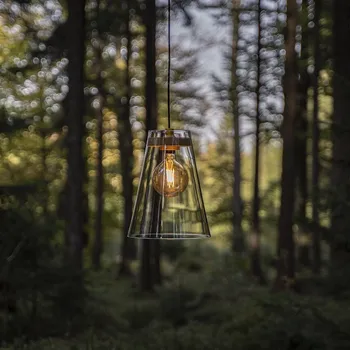 Your Design Jednoduché skleněné svítidlo Element Dřevodekor: Černý, Sklo: Čiré, Barva objímky: Zlatá EL-E27/CZC