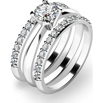 Prsten Zásnubní prsten bílé zlato 585/1000 zirkon set zásnubních 10770-SET02-BB velikost 58