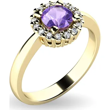 Prsten Dámský prsten žluté zlato 585/1000 přírodní diamant 0.50 ct G/SI tanzanitem a brilianty tanzanit 10924-ZL-TZN velikost 48