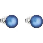 Stříbrné náušnice pecka s tmavě modrou matnou perlou 31142.3