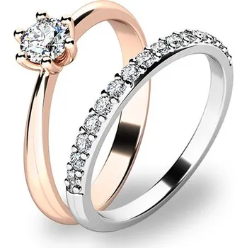 Prsten Zásnubní prsten zlato mix 585/1000 zirkon set 10819-SET01-RB velikost 54