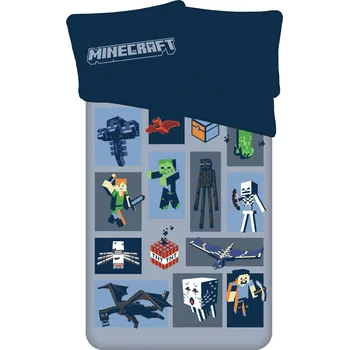 Povlečení Jerry Fabrics Minecraft Emblematic modré 140 x 200, 70 x 90 cm zipový uzávěr