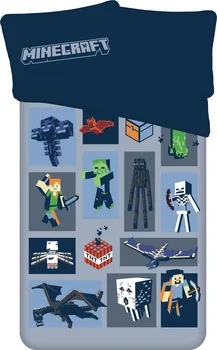 Ložní povlečení Jerry Fabrics Minecraft Emblematic modré 140 x 200, 70 x 90 cm zipový uzávěr