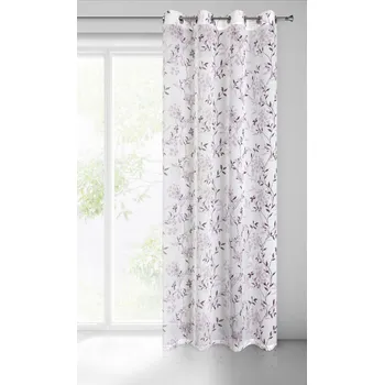 Dekorační vzorovaná záclona s kroužky AGATA III. bílá/fialová 140x250 cm (cena za 1 kus) MyBestHome