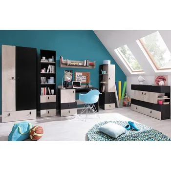 Dětský pokoj Dětský pokoj PLANET | sestava E | 6 dílů | černá/dub/béžová