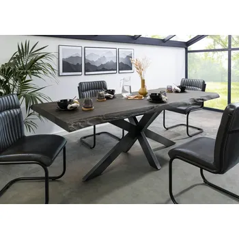 Jídelní stůl Jídelní stůl mango 200x100x77 šedý lakovaný / křížový rám antracit lesklý METALL 5