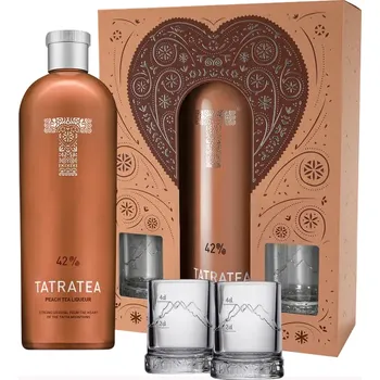 Likér KARLOFF Tatratea 42% Peach Tea liqueur 0,7l + 2x sklenice