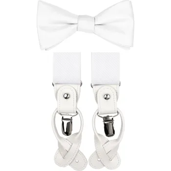 Kravata Bubibubi Motýlková sada Snow s kšandami