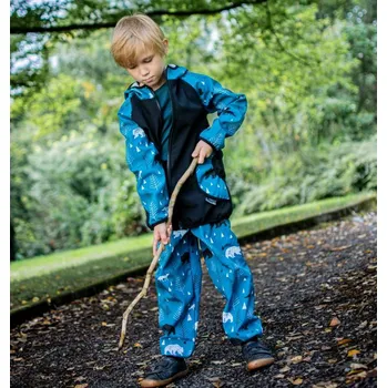 Yháček Zimní softshellové kalhoty Yháček, Lesní zvěř na petrolejové Velikost: 80