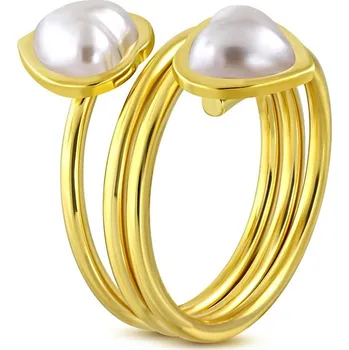 Šperk Dámský prsten ocel perly GWRP306 velikost 56