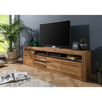 Televizní stolek TV stolek VEVEY divoký dub 185x45x55, dub, přírodní olejovaný