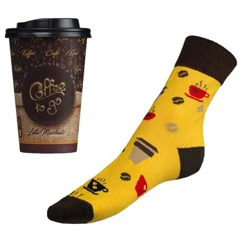 Pánské ponožky Ponožky Káva v dárkovém balení 39-42 hnědá,žlutá